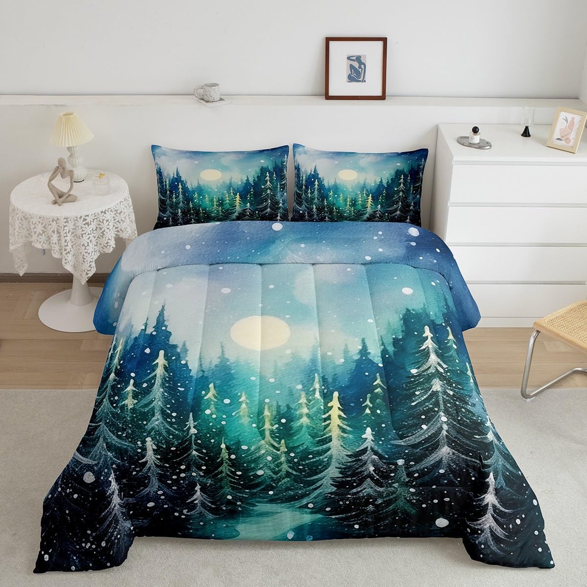 Cabin Deer Comforter Set Twin Size,American Flag Geometric Square Patchwork Bedding Set,Boys Men Room Decor,Jungle Wild Animals Rustic Farmhouse Down Comforter,Retro Duvet Insert,1 Pillowcase