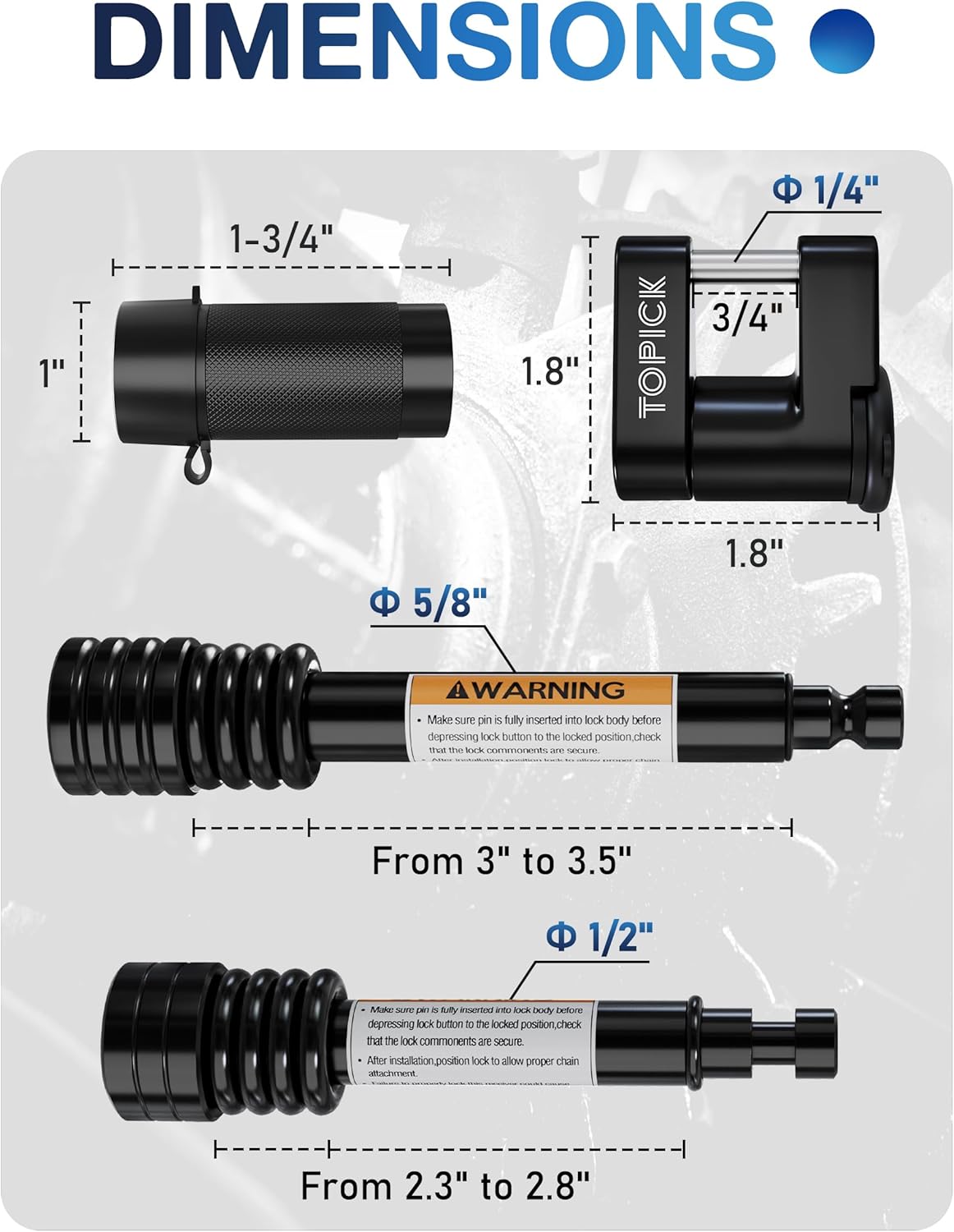 Keyed Alike Trailer Hitch Lock Set, Includes Trailer Coupler Ball Lock, 1/2 Inch and 5/8 Inch Receiver Hitch Pin Lock and Trailer Coupler Tongue Lock, Universal Trailer Lock Kit Share The Same 4 Keys