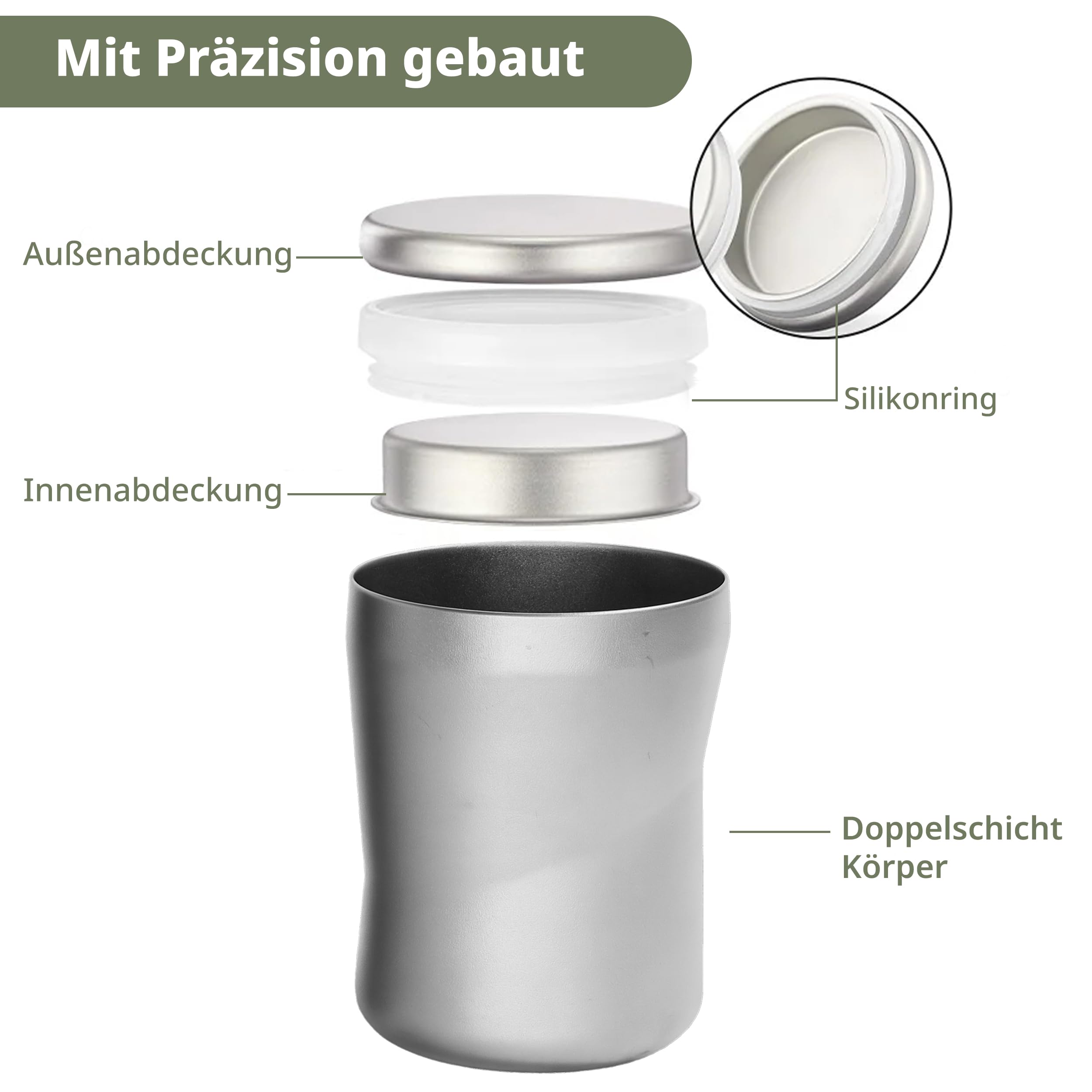 Keith Galaxy Doppelwand-Titanbecher - Isolierter Reise-Kaffeebecher mit Deckel | Wärmeisolierung für heiße und kalte Getränke | bester Reisebecher für Büro und Außeneinsatz | Wespengröße 220ml