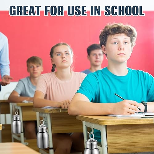 Miniatura 5 de Mifoci 1 mini botellas de agua de acero inoxidable de 10 onzas con aislamiento térmico para bebidas frías y calientes, botella de agua portátil al