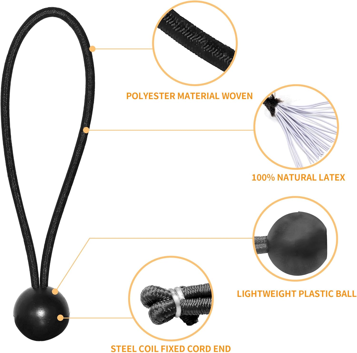 28PCS Ball Bungee Cords 6 Inch, Small Bungee Cords Bungee Balls for Tarp Canopy, Camping Tent, Gazebo, Awning, Bungee Cord Balls Heavy Duty Fixed Hoses, Indoor&Outdoor UV Resistant