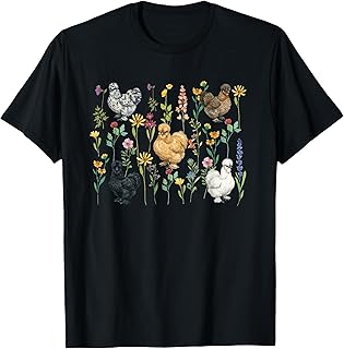 Silkie Chicken Lover Flowers Silkie Owner Silkie Chicken Mom T-Shirt