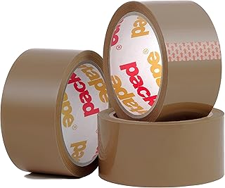 Packatape 3 Rolls 48MM x 66M Brown Packaging Tape for Parcels and Boxes