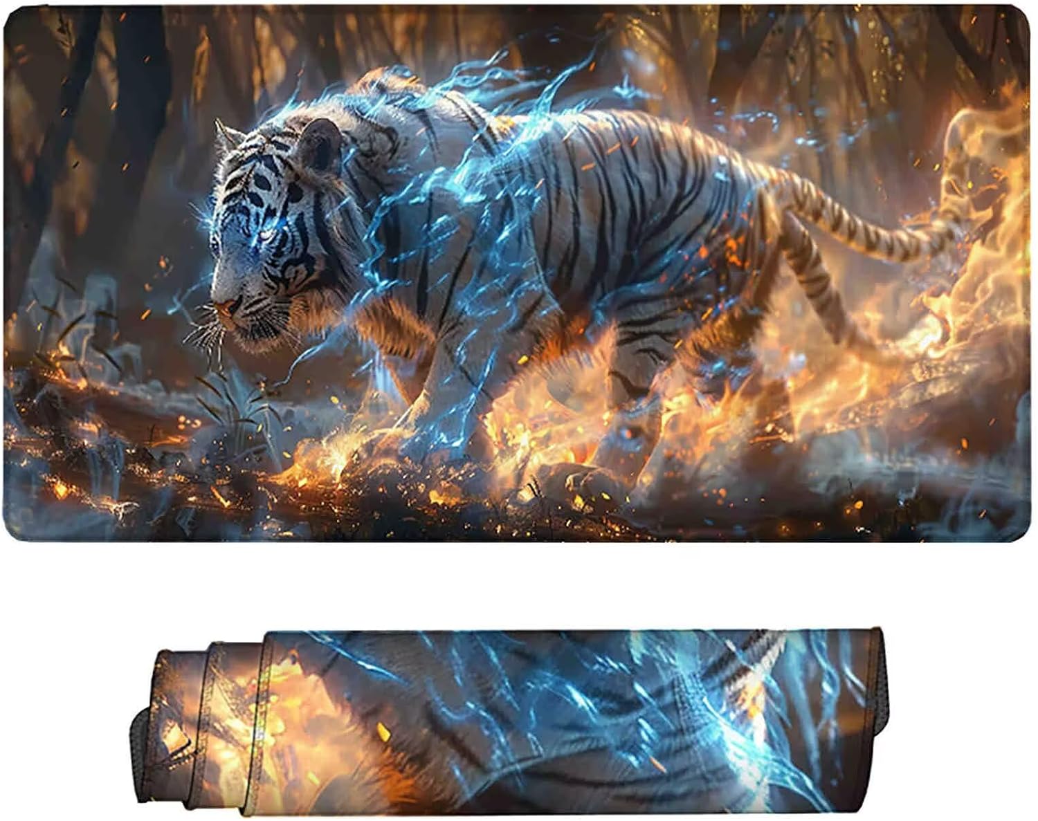 マウスパッド 虎 マウスパッド ゲーミング 大型 1200mm x 600mm x 3mm 滑り止 白 デスクマット 防水防塵 マウ