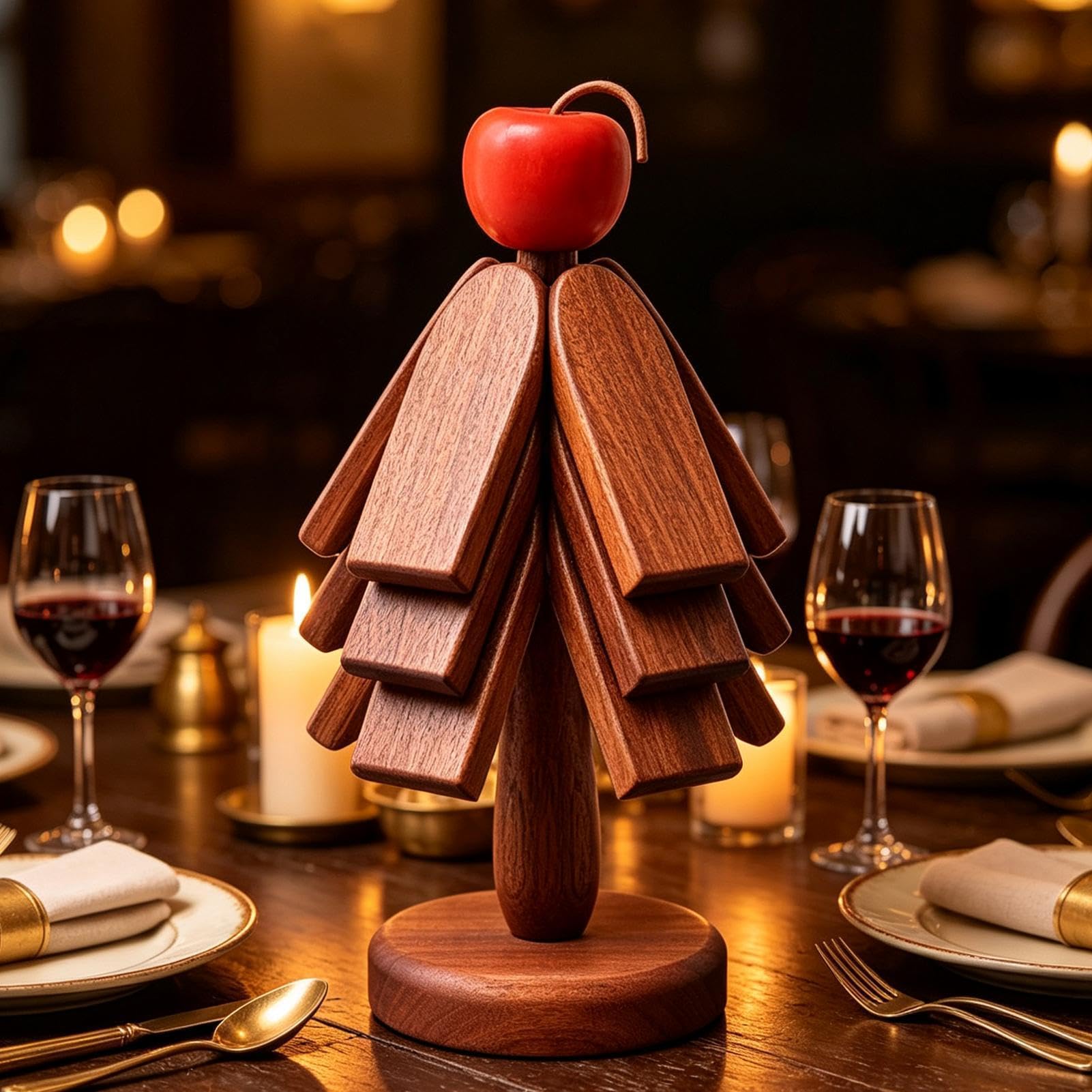 Lot de dessous de verre de Noël en bois, pliables, peu encombrants