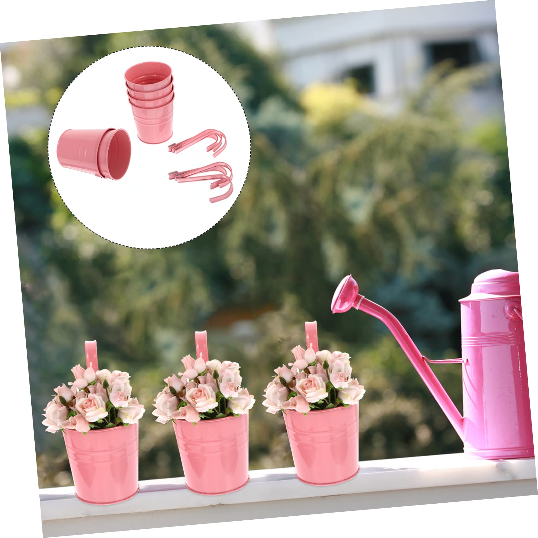 POPETPOP Porte-Fleurs Suspendu en Fer Rose 6 Pièces Décoratif