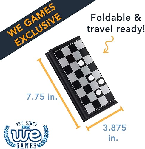 Miniatura 3 de WE Games Juego de damas magnéticas de viaje, juegos de viaje de 8 pulgadas para adultos, juegos de viaje magnéticos, juego de mesa de damas