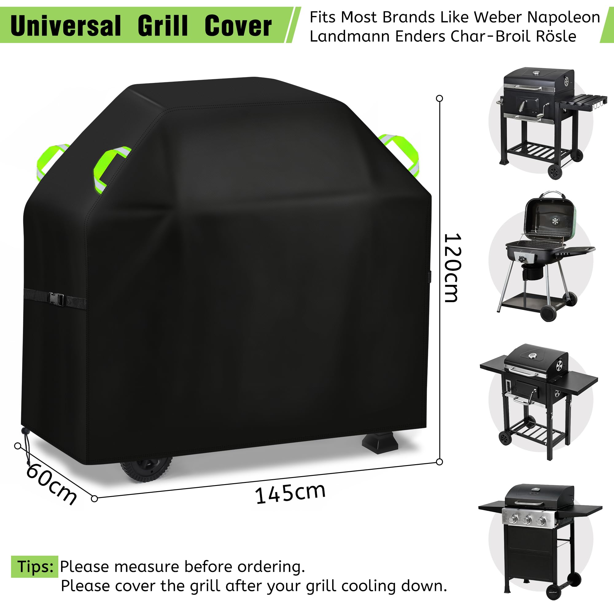 Copertura Barbecue Da Esterno 420D Oxford Telo Impermeabile 145x60x120cm Resistente Coperchio per BBQ Grill Anti Polvere Neve Pioggia Sole Raggi UV