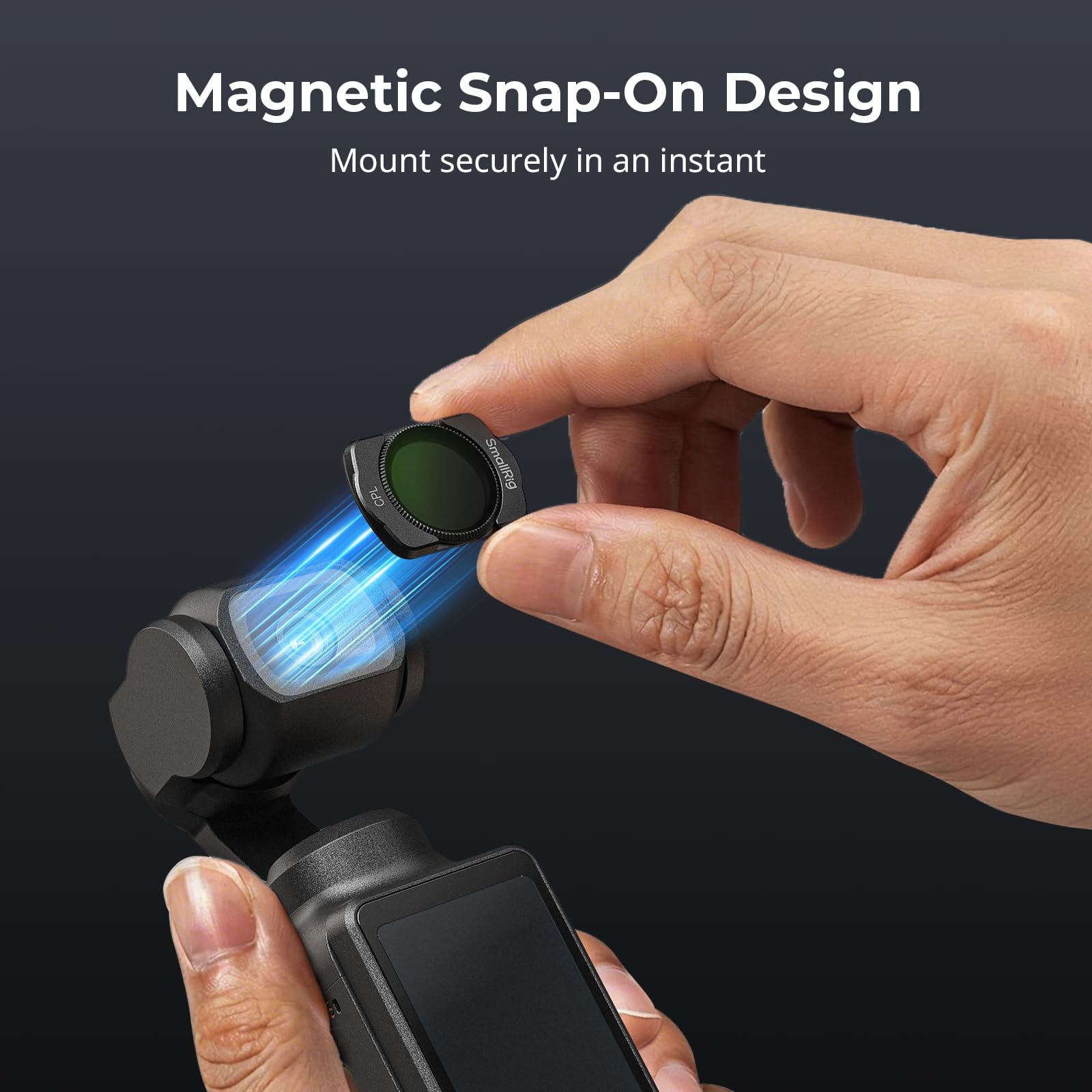 SMALLRIG Magnetisches ND- & CPL- & Effektfilter-Set für DJI Osmo Pocket 4/3-3er-Pack CPL, 1/4 Black Diffusion, verstellbare ND2-32 Filterzubehör, HD-Optisches Glas, mehrschichtig beschichtet - 5832