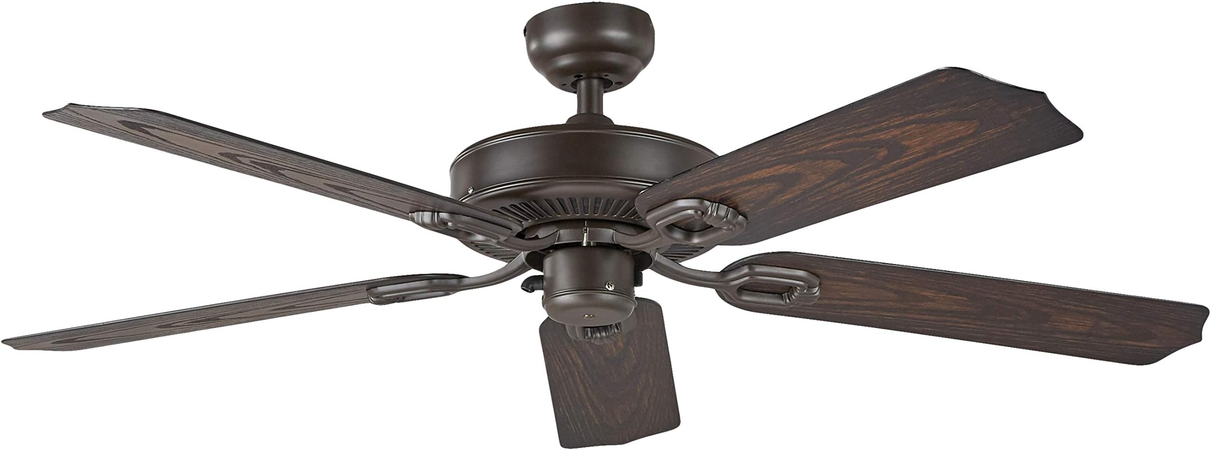 Amazon Basics 52-Inch Indoor Outdoor Ceiling Fan, Five Dark Walnut Blades, Oil-Rubbed Bronze Finish