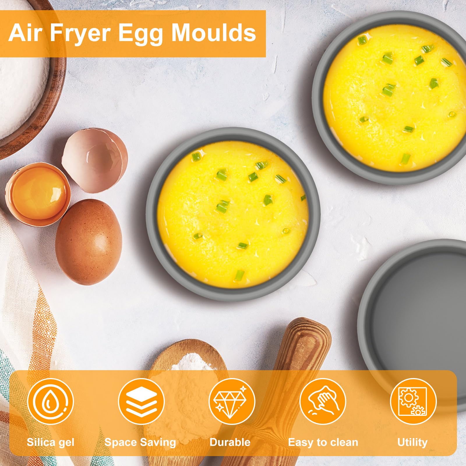 Silicone Air Fryer Egg Molds - 3 Pack -3 Silicone Air Fryer Egg Molds - 3 Pack -3