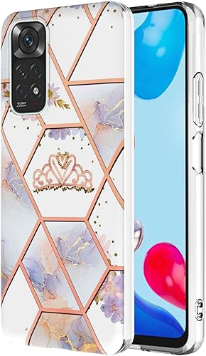 Funda para Xiaomi Redmi Note 11S, funda para Redmi Note 11 4G, funda con patrón de mármol IMD para niñas, con lente de cámara y cubierta protectora