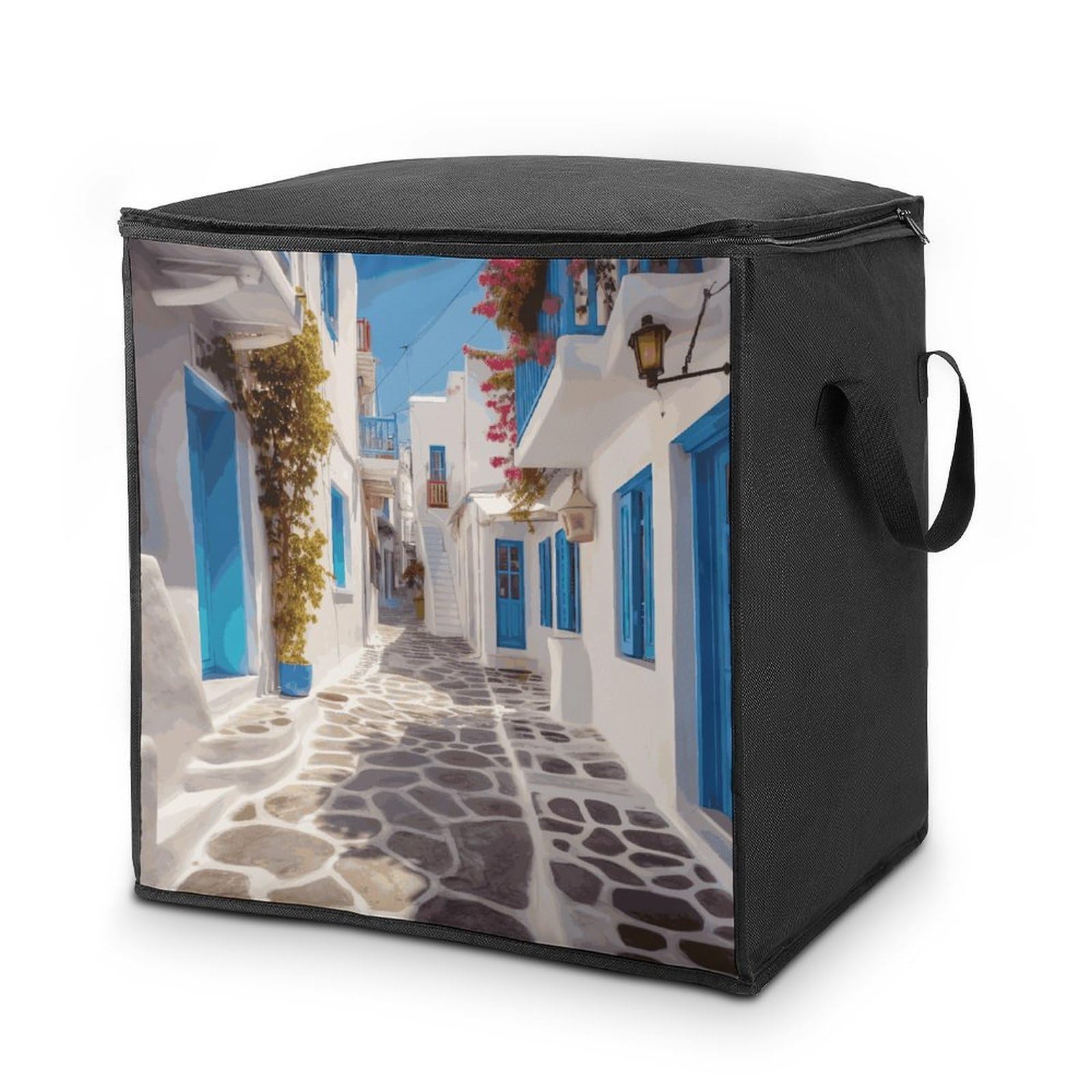 Fekiloot Style Greece Street Storage Bags With Reinforced Handles,Moving Bag With Zipper,Closet Organizers,Compression Packing Cubes