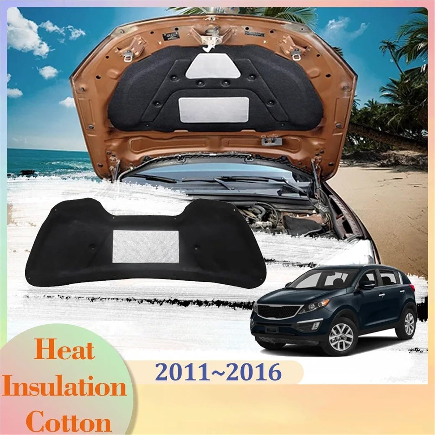 遮音シート キア スポルテージ 3 SL 2011 2012 2013 2014 2015 2016 車フードエンジン断熱パッド コ