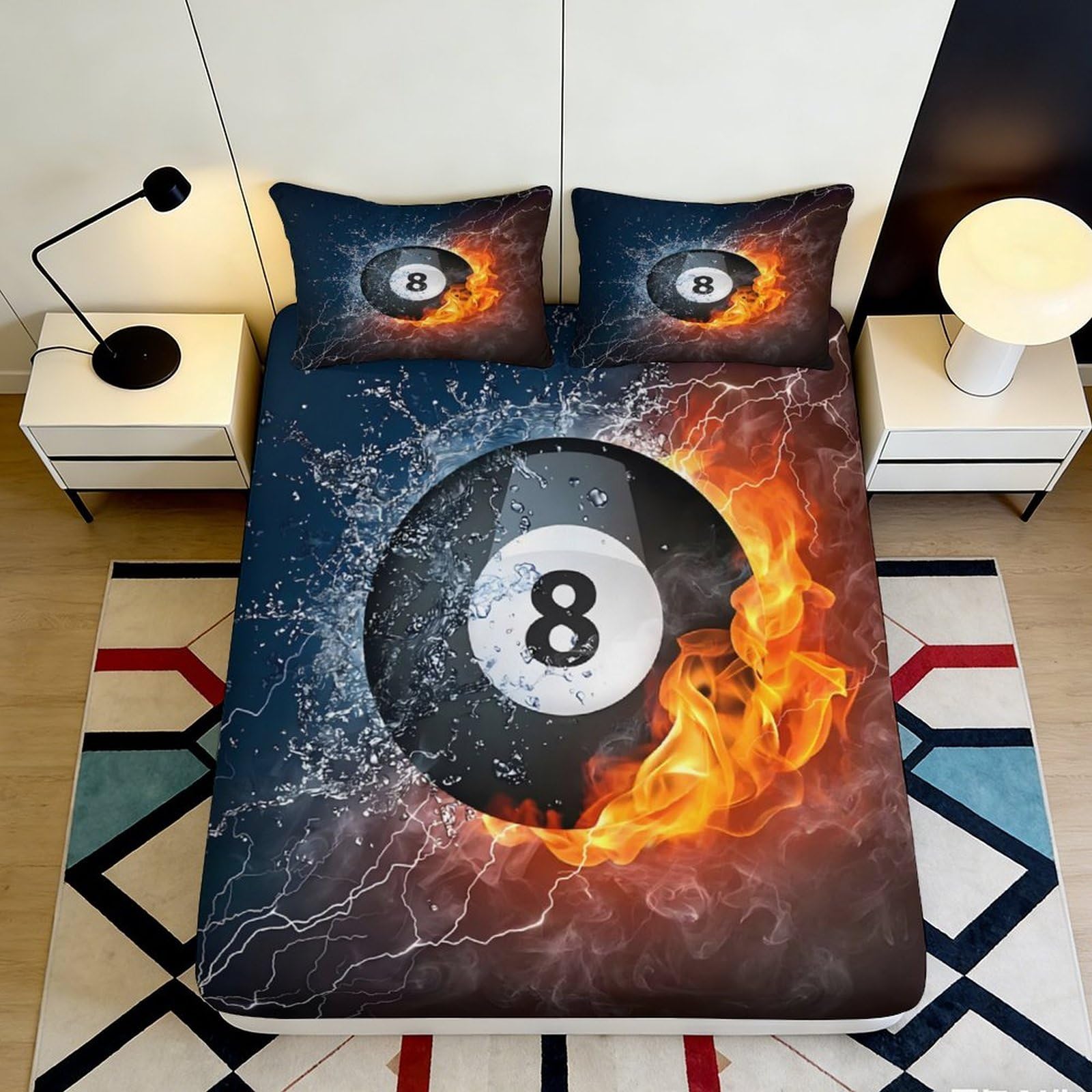3D Printed Panda Fitted Sheet Microfiber Deep Pocket Non-Slip Bedroom Mattress Fitted Cover Full Wrap for Adults Washable 180x200x25cm
