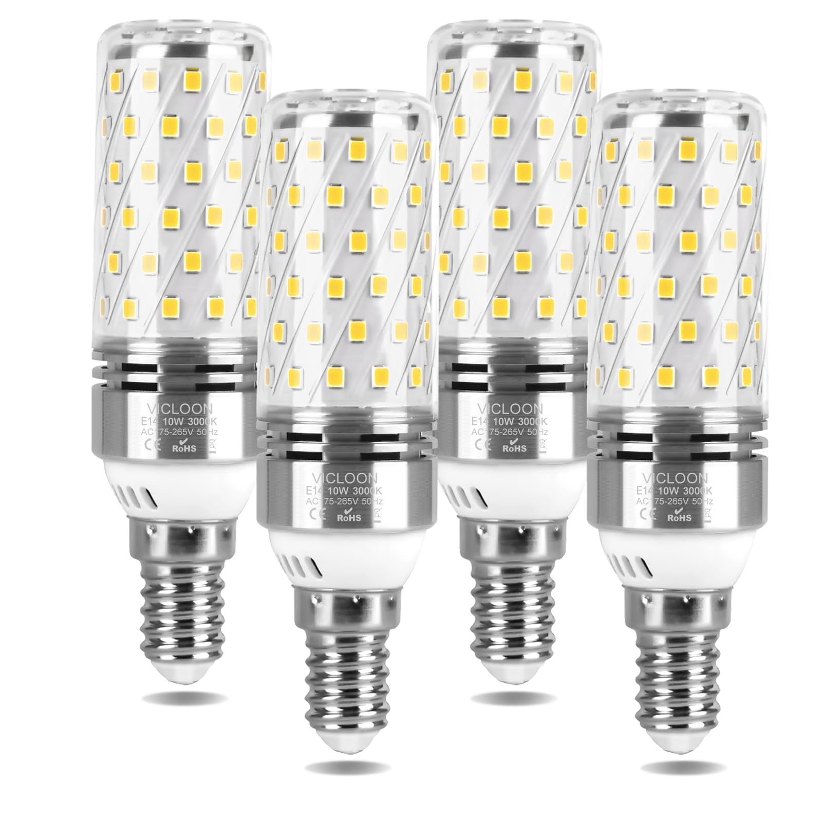 Vicloon E14 LED Corn Bulbs,4 Pcs LED Corn Screw Bulbs,100W Incandescent Bulbs Equivalent,3000K Warm White,360° Beam Angle,1300Lm No Flicker No Dimmable,Home Lighting,AC 175-265V
