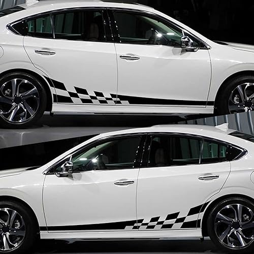 Miniatura 3 de SUNJIKA 2 calcomanías universales de tótem de celosía de rayas deportivas, calcomanías de vinilo para decoración de carreras, accesorios para puerta