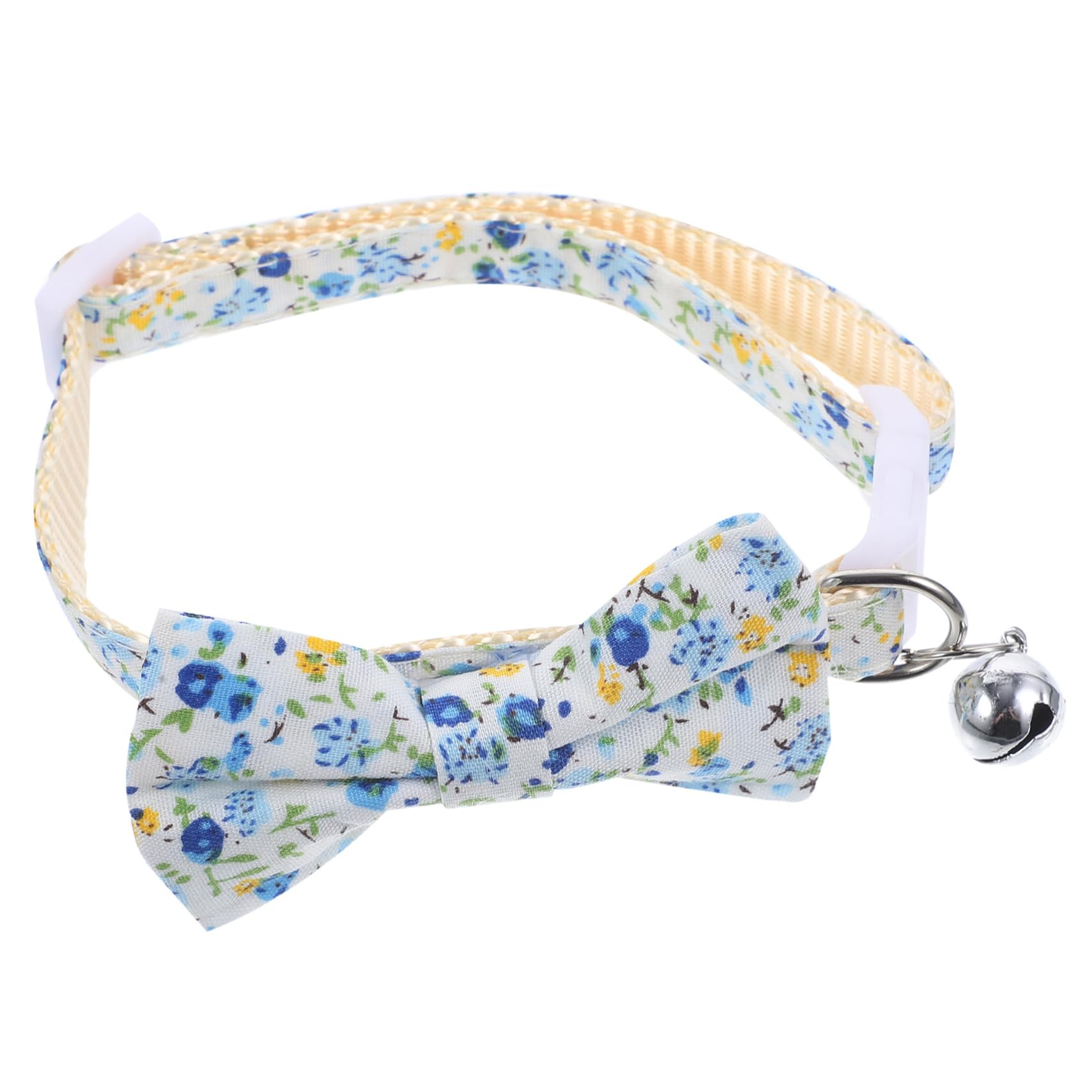 Collar de gato ajustable que evita rozaduras, tela suave transpirable con lazo y campana de aviso