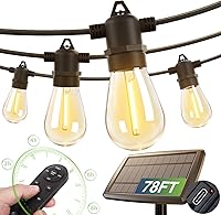 addlon 78FT Solar String Lights Outdoor Waterproof - Remote Control, USB Charging, 20+ Hrs Dimmable Patio Lights for Porch Garden Bistro