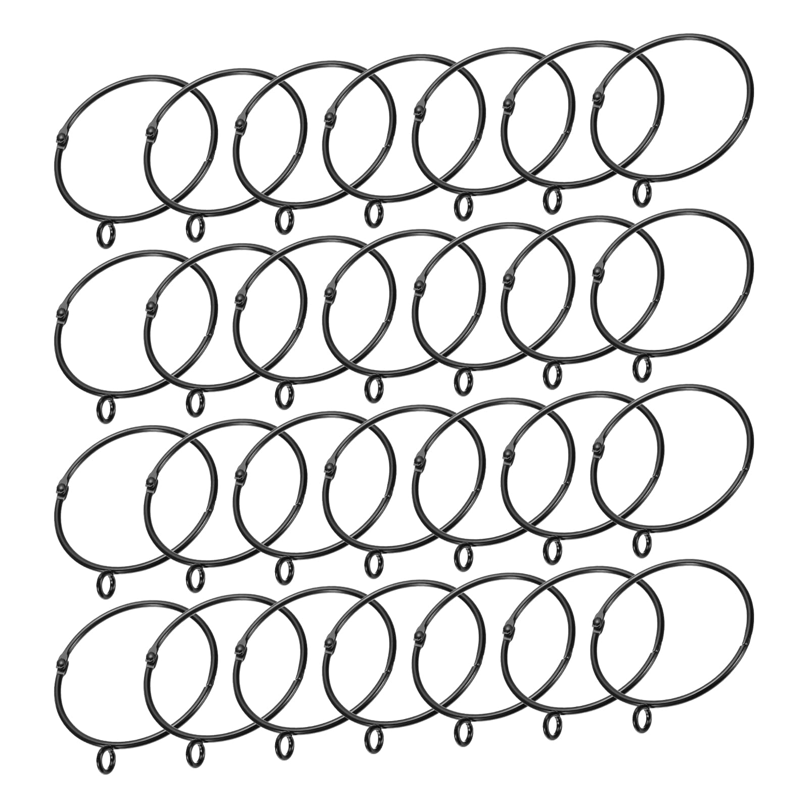 Photo 1 of uxcell 28 PCS Openable Curtain Rings Metal Eyelet Hangers Ring 2.5 Inch Interior Diameter for Drapery Curtain Rods Black