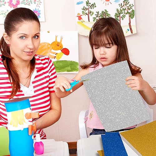 Miniatura 6 de 28 hojas de papel de cartulina con purpurina plateada de 8.5 x 11 pulgadas, tarjetas de papel grueso de 250 GSM para fiestas de cumpleaños,