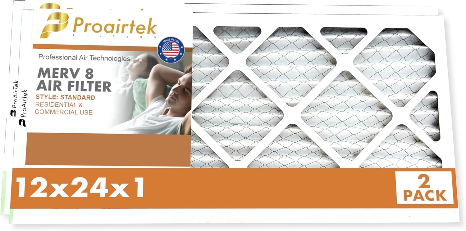 Proairtek AF12241M08SWH Model 12x24x1 Pack of 4 Air Filters, MERV 8; Ideal for Anyone Wanting Crisp Air in Their Home