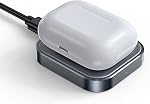 Pour Airpod Charger, Conçu Wireless Charger pour les aéropodes 4(ANC)/3rd/2nd Gen, pour les nouveaux AirPod Pro 3 (2025)/ 2nd Gen, Wireless Ecouteurs, Slim & Compact pour le bureau des voyages à domicile, (Silver+White)