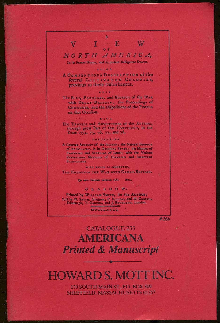 Howard S. Mott Catalogue 233 Americana, Printed & Manuscript unknown