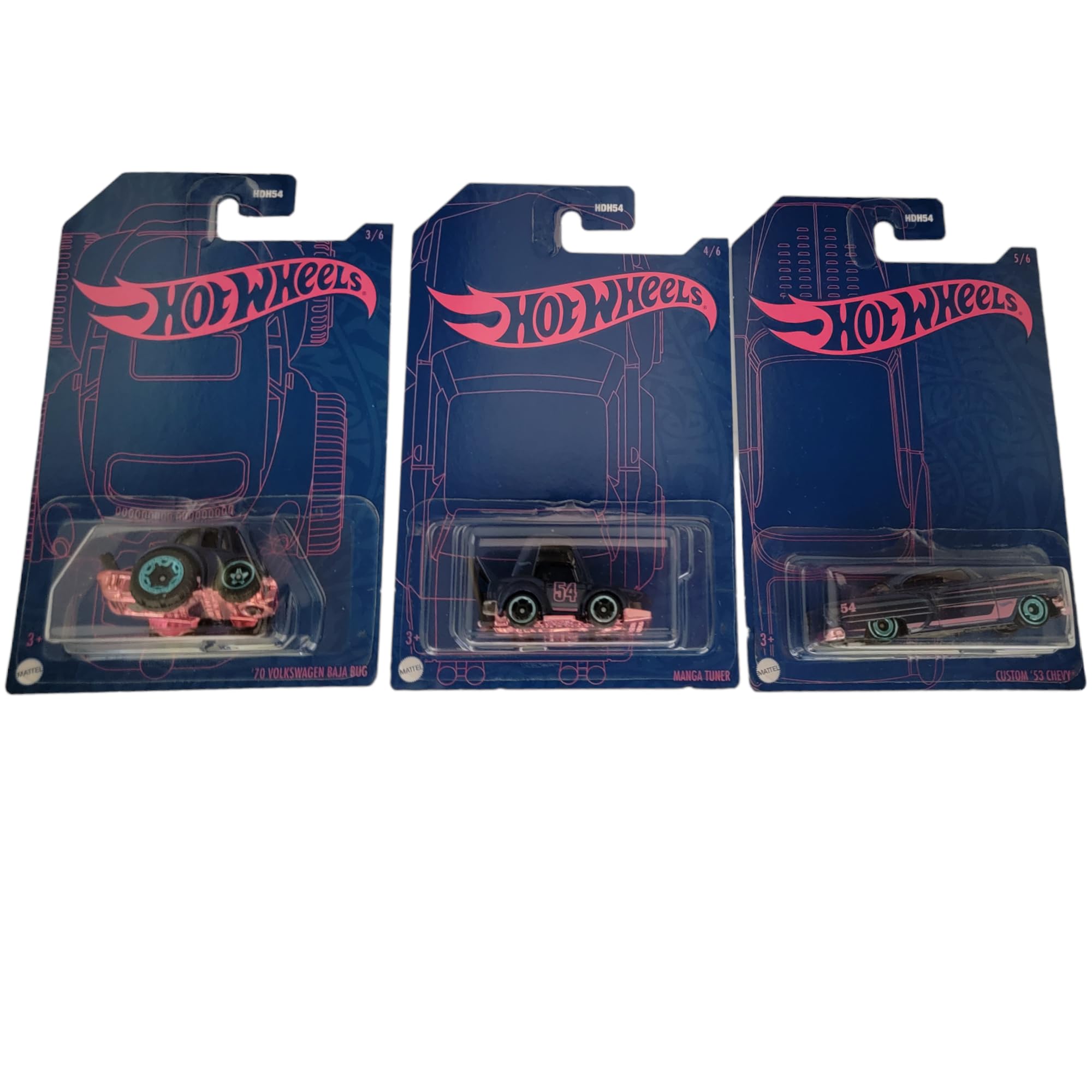 54周年 Hotwheels ホットウィール サテン&ピンク ５台SET Amazon.com: Hot Wheels 2022 Wave 2 Blue and Pink 54th