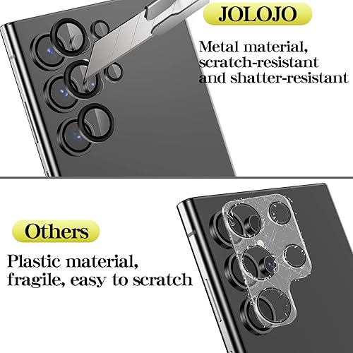 Miniatura 8 de Paquete de 5+5 protectores de lente de cámara compatibles con Samsung Galaxy S23 Ultra, fácil instalación y vidrio templado de lente