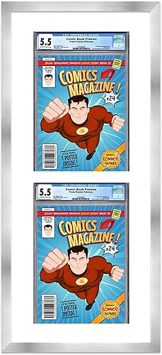 Miniatura 208 de Poster Palooza Marco de cómic con paspartú para 2 cómics CGC, CBCS o PGX Graded Comics – Marco de cómic negro para cómics de 8.125 x 13 pulgadas
