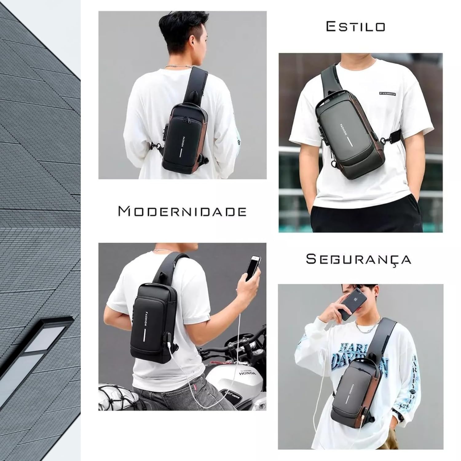 Bolsa Mochila Pochete Fashion Transversal Anti Furto impermeável Saída USB Masculina e Feminina – Shoulder Bag em promoção! Veja a oferta e mais achadinhos de Bolsas 5 Hoje é o melhor dia para comprar Bolsa Mochila Pochete Fashion Transversal Anti Furto impermeável Saída USB Masculina e Feminina – Shoulder Bag com aquele preço maroto! Promoção! Aproveite a oferta! 5