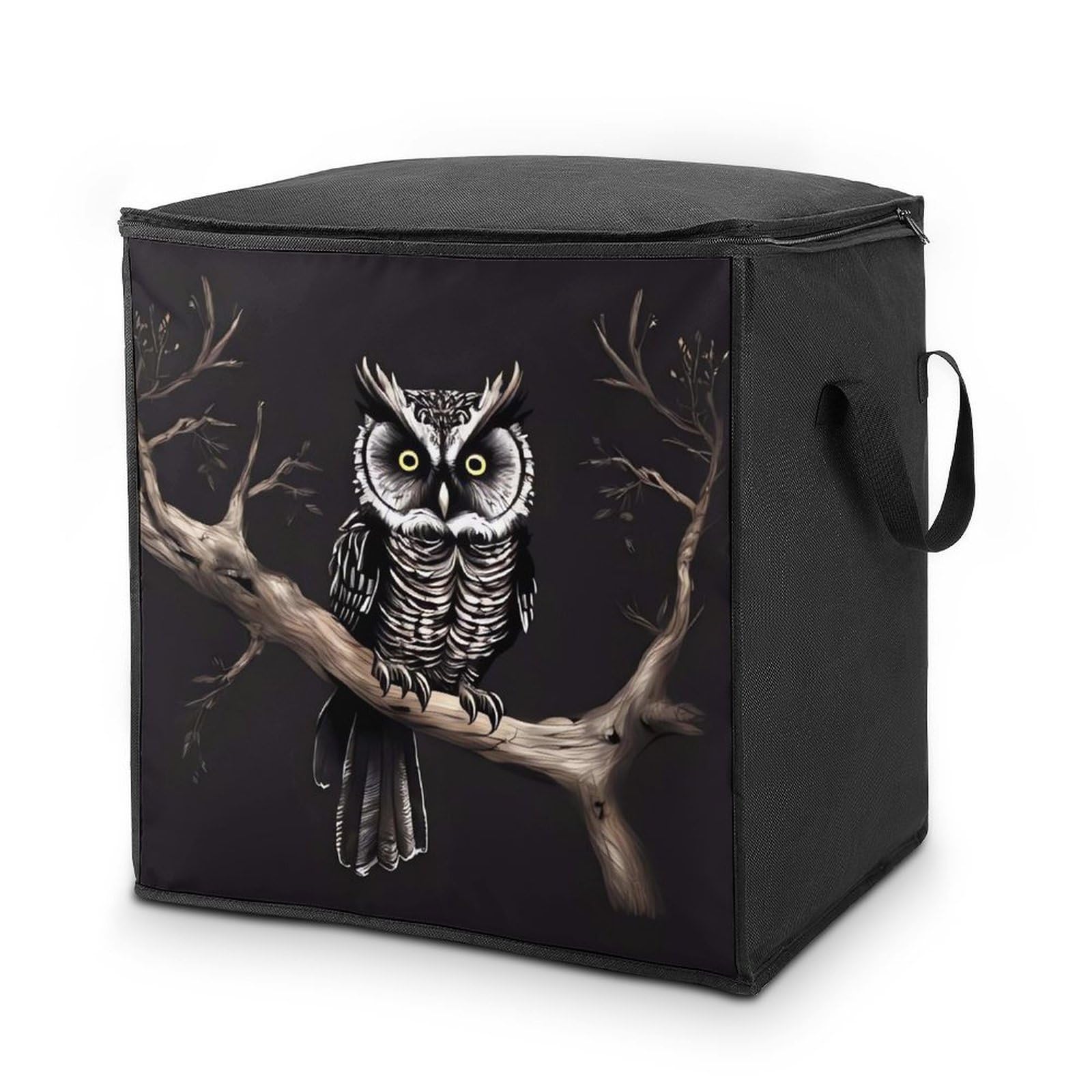 70L Late Night Owl Storage Bag With Zipper Closet Organizers with Handle for Home Storage Organizer for Blankets Quilts Clothes Comforter Bedding And Pillows