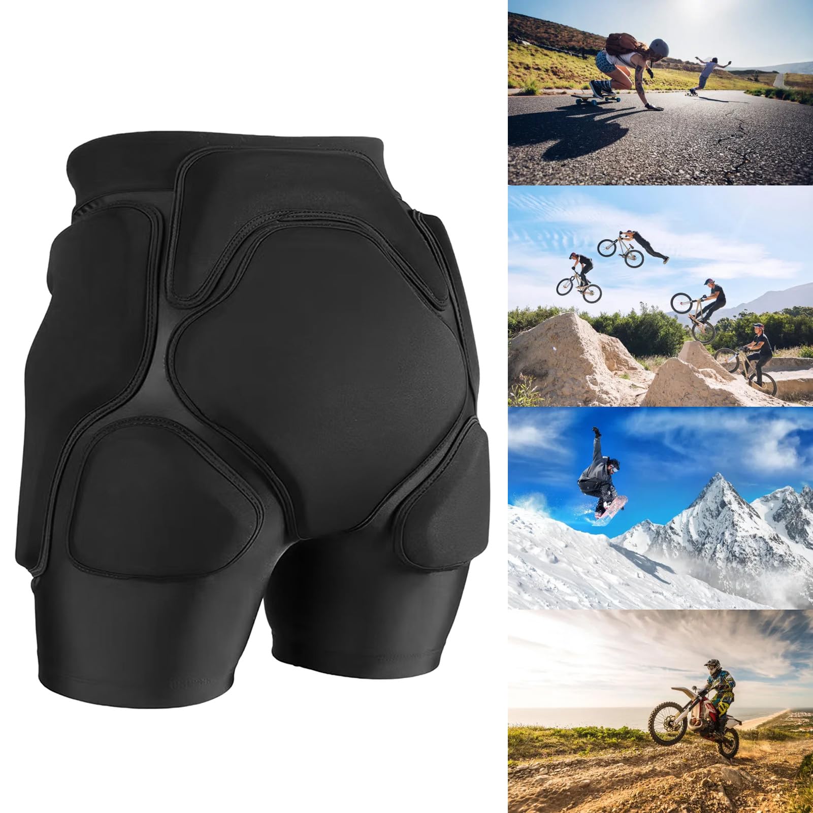 Ochronne, wyściełane spodenki ze zbroją na kości ogonowej Wyściółka EVA do jazdy na nartach Jazda na deskorolce Snowboarding Sporty o dużej wytrzymałości Czarny S M L XL