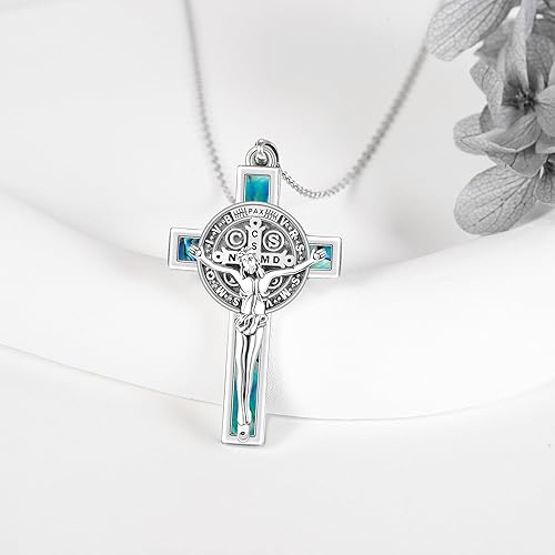 Vista 3 de Collar de Santa MuerteSan Miguel para hombres y mujeres, plata de ley 925, collar con colgante de Santa Muerte, amuleto de guerrero, regalo