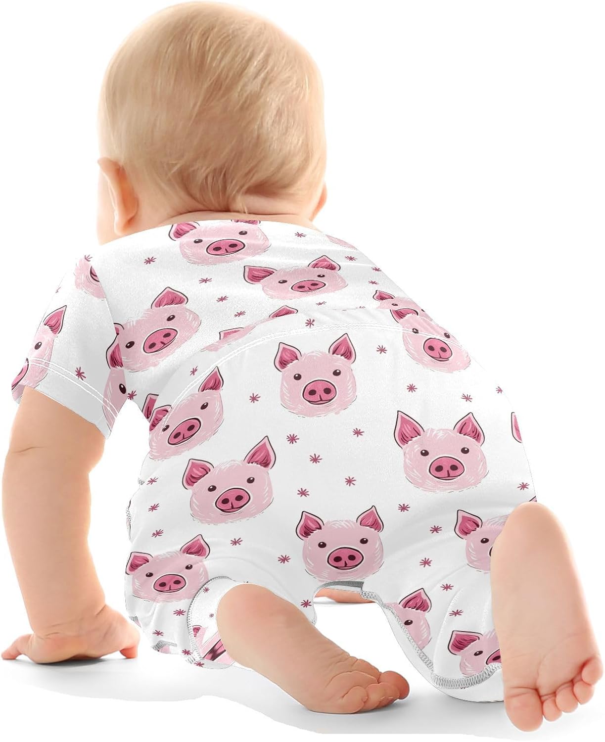 vvfelixl Baby Clothes Pink Pigs Head Baby Bodysuits Set Unisex Short Sleeve Babys Pants Sets 0-3M