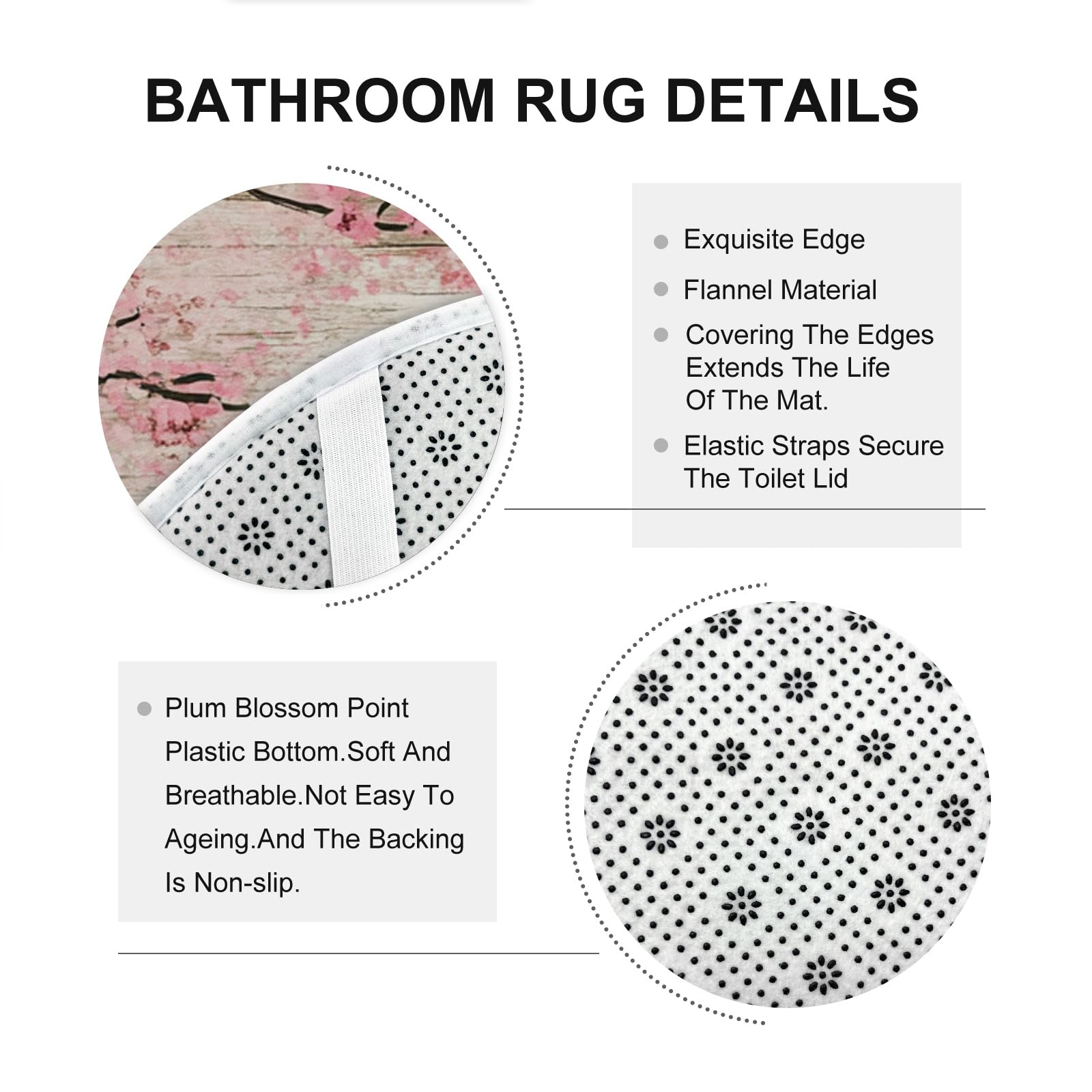 4 cortinas de ducha rústicas de cerezo en flor de primavera de 72 x 72 pulgadas con ganchos, juego de baño con alfombra de baño, cubierta de tapa de inodoro en forma de U, decoración de tela de baño