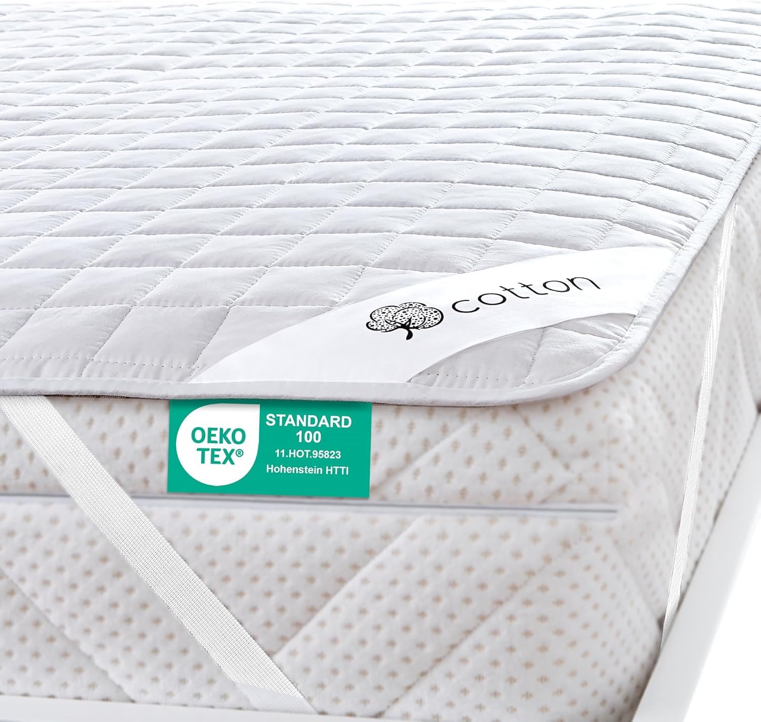 FAM Home Cotton Touch Protector de Colchon 90x200 con 4 Esquinas Elásticas I Transpirable, Hipoalergénico, Anti-bacteriano, Anti-acaros I Para Cama Adultos y de Niños