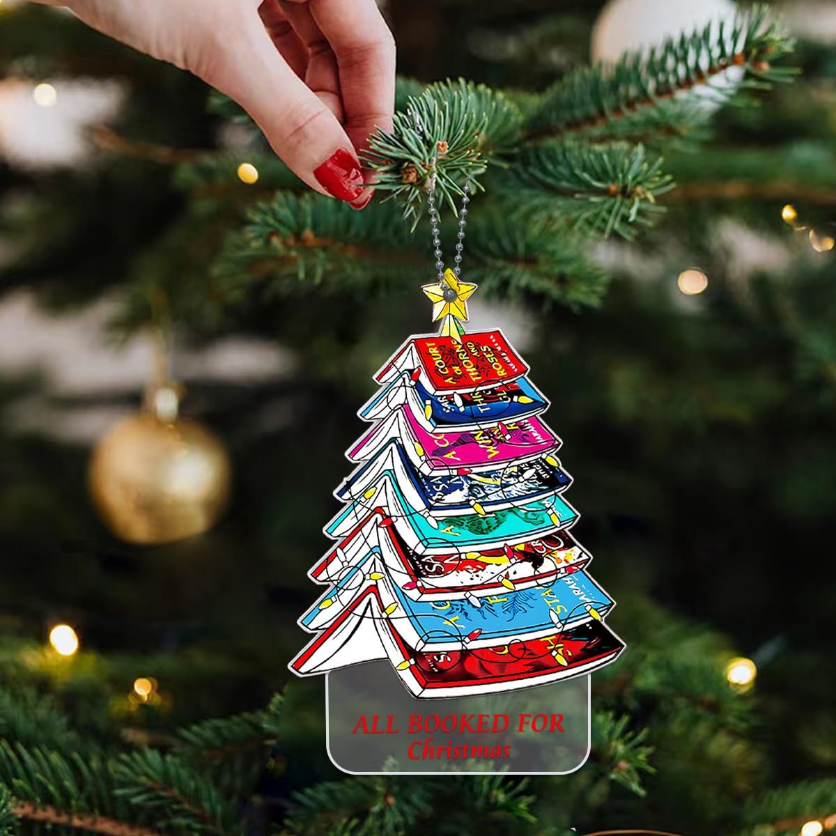 Book Ornaments for Christmas Tree, Stack of Books Ornament, Acotar Ornament, Books Lovers Ornaments for Bookworm, Bookclub, Bookish, Reading - Gifts for Book Lovers Women - Image 7