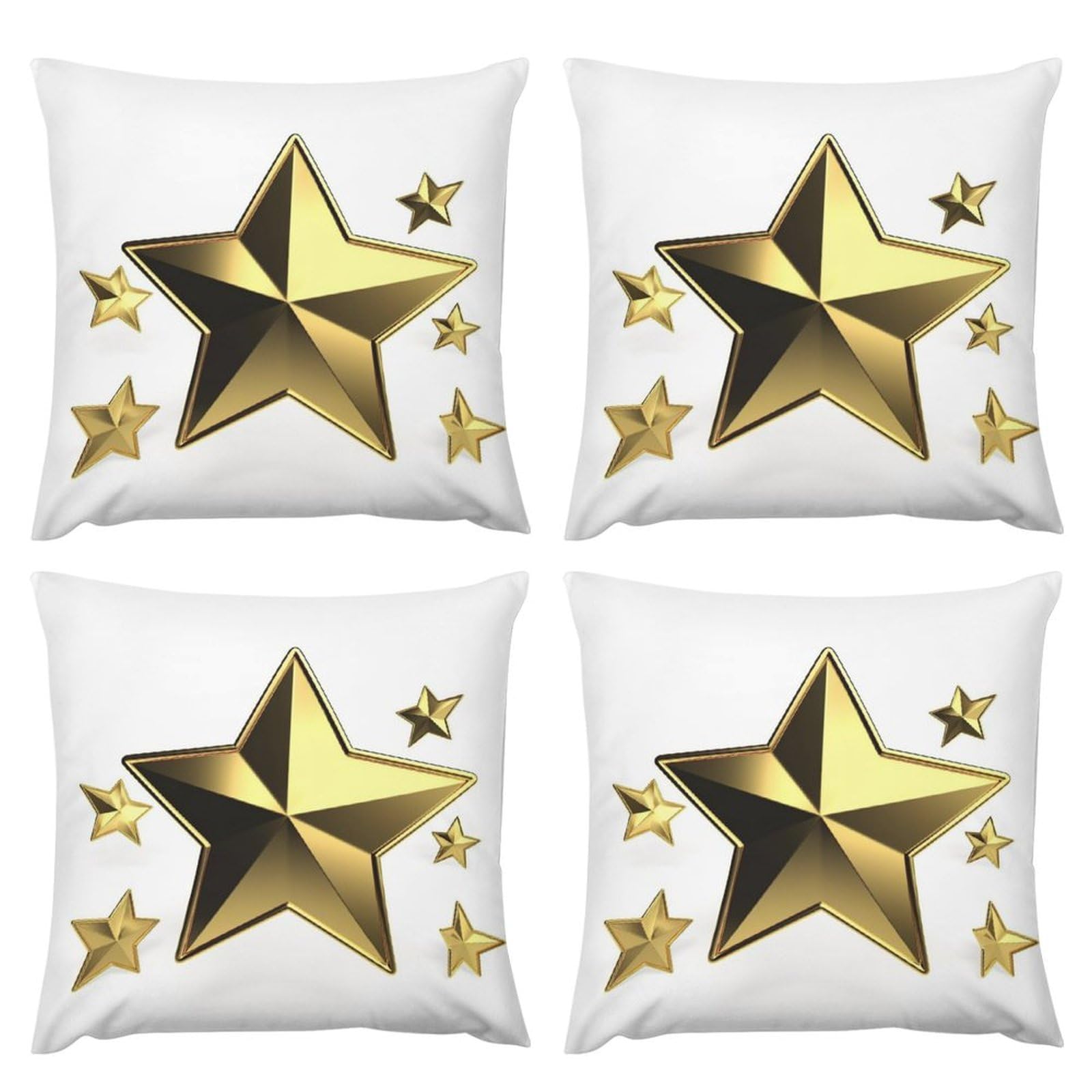 Housses de coussin lot de 4 peluche carrées double face étoiles dorées canapé salon