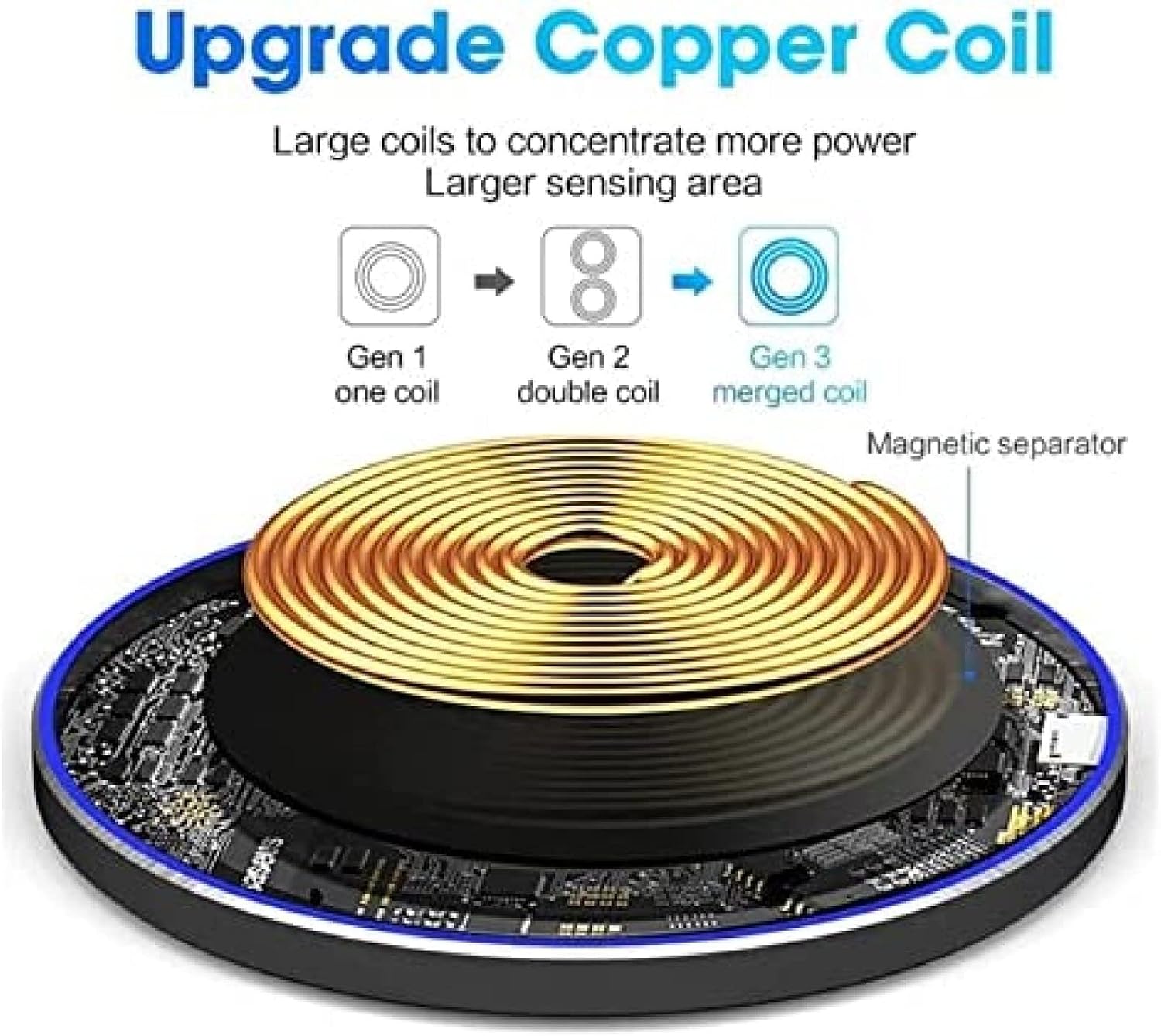 60W Fast Wireless Charger for Phone Wireless Charging Station Chargers Magnetic Wireless Charging Station, Nero, 1 image 4
