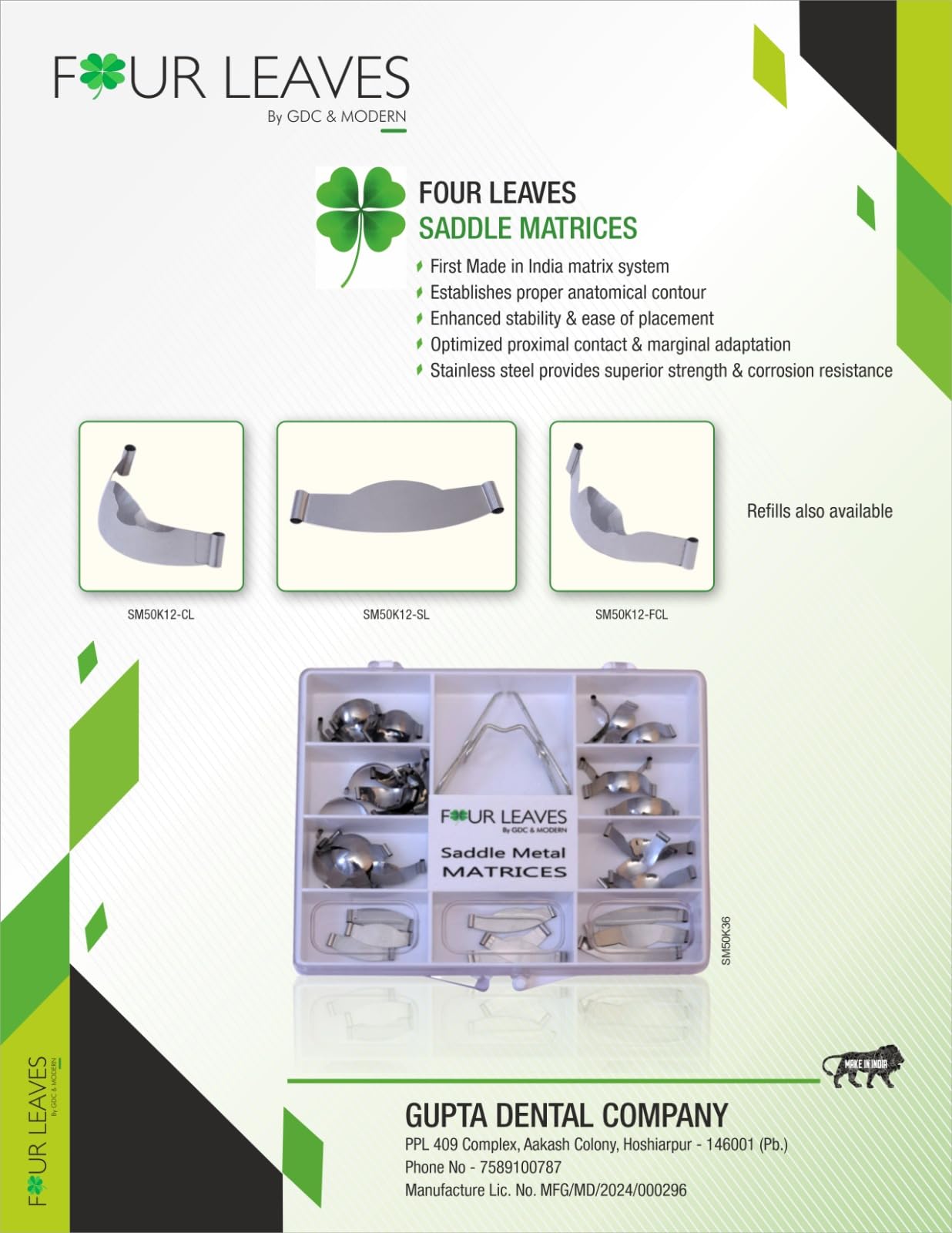 【なっお】①Fourleaf Base Four Leaves Saddle Metal Matrices Universal Kit 36 Pieces with