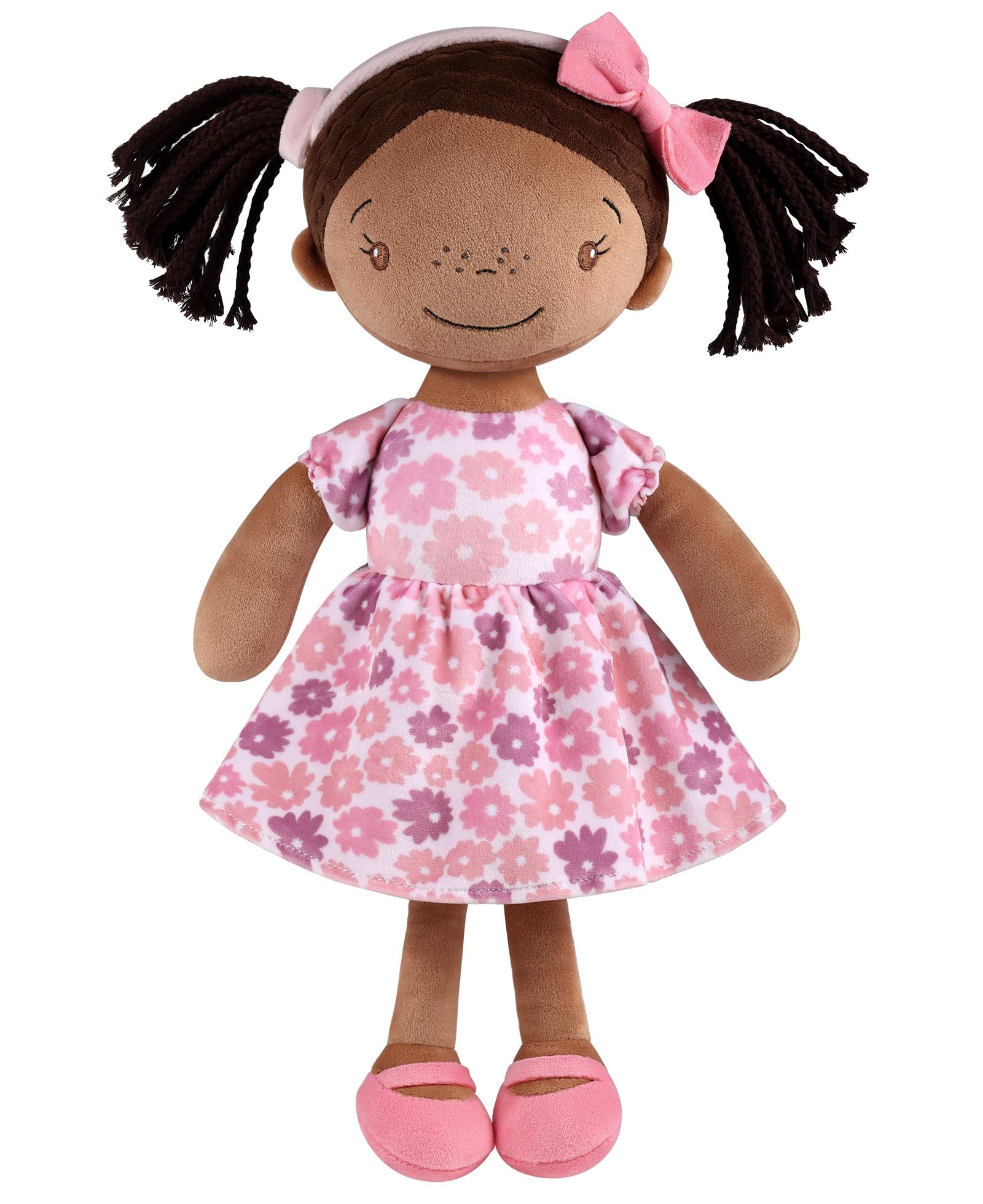 Soft Doll Cookie 16" Rag Doll, Ultra-Soft Spandex Plush, Floral Dress