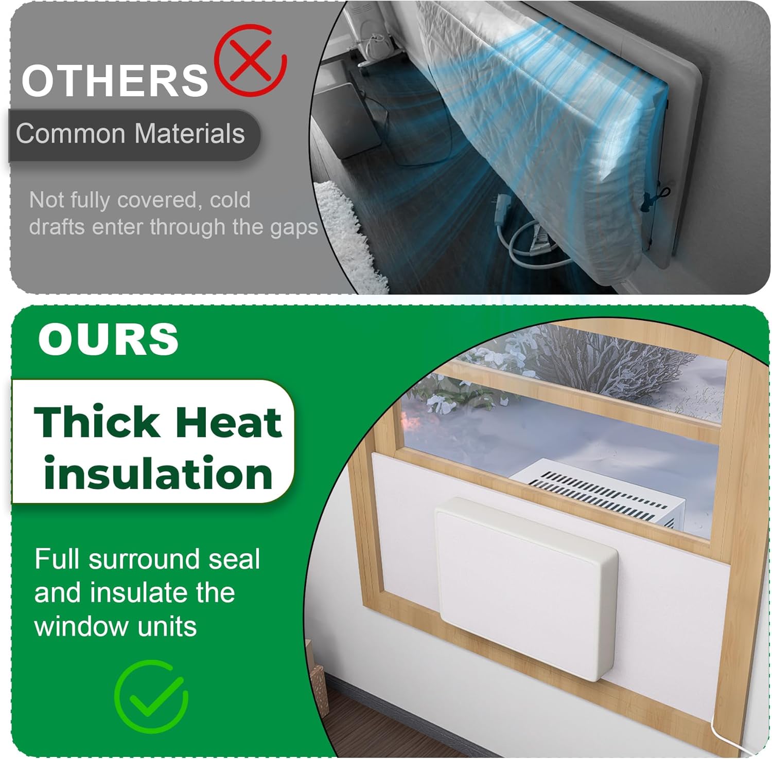 Forestchill Surround Insulation Cover for Window AC Unit Up to 16.5"W x 12"H, Indoor Air Conditioner Cover Seal All Gaps & Block Draft Around AC Units & Side Panels, Fit Windows Up to 41" Wide, White