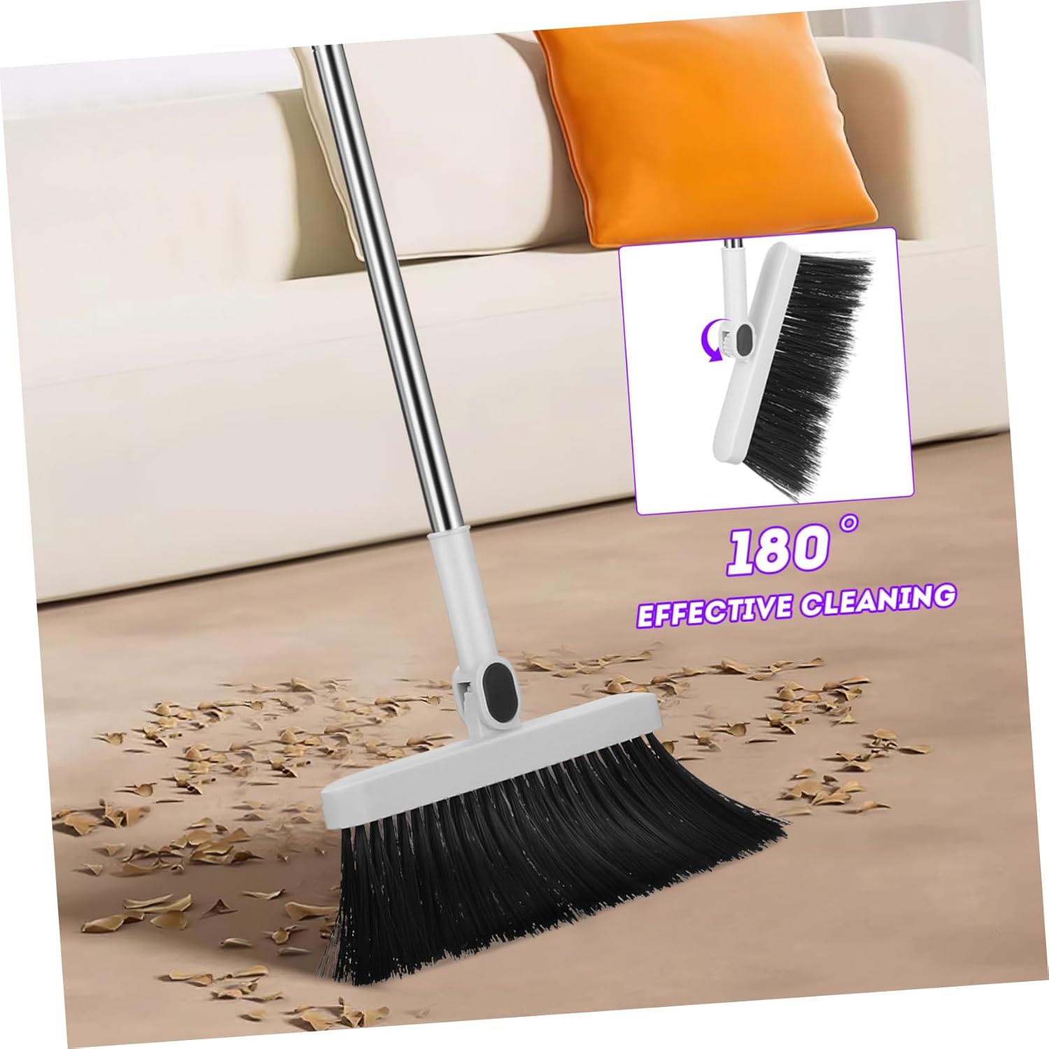 1set Broom Dustpan Set for Home Cleaning Head Sturdy Plastic Space-Saving