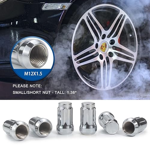 Miniatura 5 de GAsupply Tuercas de llanta de 12 x 1.5 pulgadas, tuercas de afinador de bellota cromadas de extremo cerrado, 1.38 pulgadas de alto, asiento cónico