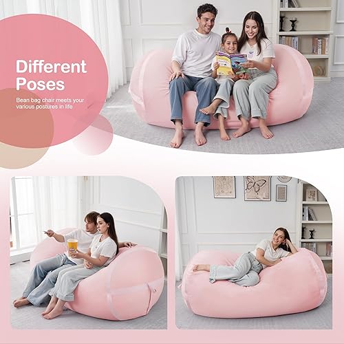 Miniatura 44 de HABUTWAY Puf gigante de 2 pies para adultos, con relleno de espuma viscoelástica, puf grande con funda de terciopelo holandés extraíble para sala de