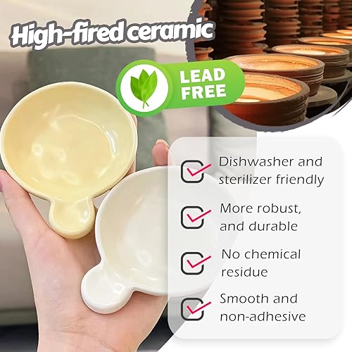 Miniatura 4 de 1st Heaven Cuencos de cerámica para salsas, versátiles platos pequeños para condimentos y condimentos con asas. Perfecto para sushi, soja, embutidos