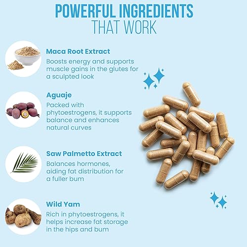 Miniatura 3 de InstaBum - Píldoras para mejorar el trasero – Levanta, da forma y rellena glúteos – Crecimiento rápido para glúteos más grandes y HIPS – Sin