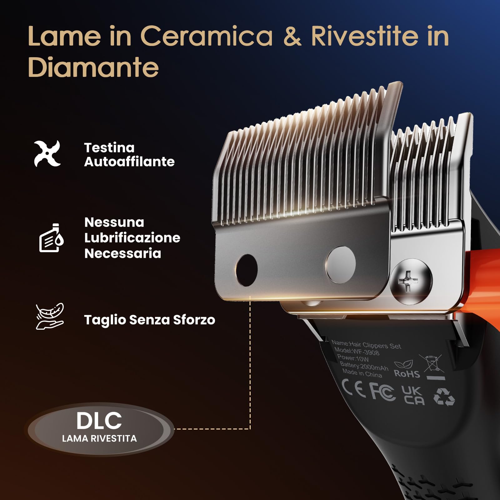 MAXGROOM Tagliacapelli Uomo Professionale, Macchinetta Per Capelli 9000 Giri/Min, Taglia Capelli Per Uomo Con Lame in Ceramica & Rivestite in Diamante, Rasoio Elettrico Capelli Uomo Wireless 63dB